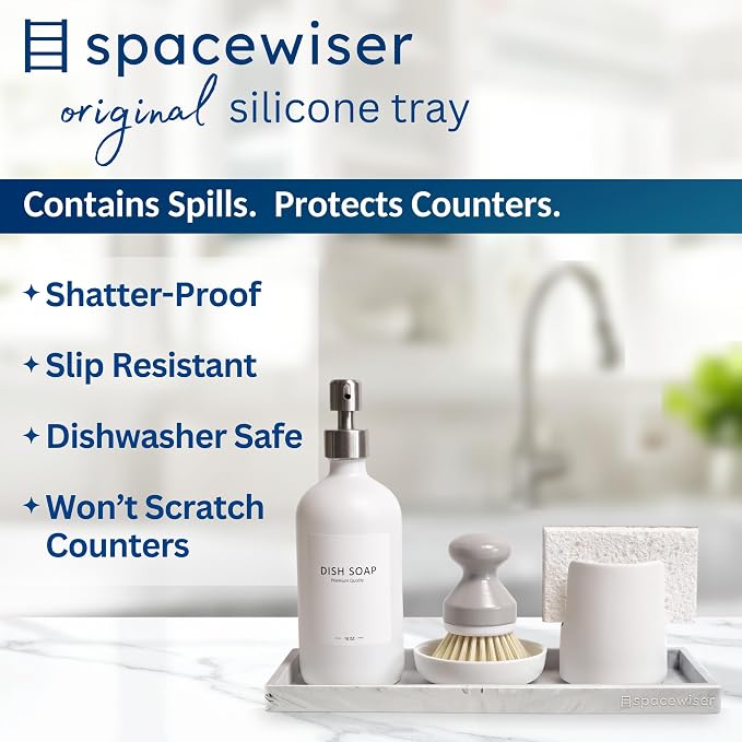Silicone Countertop & Vanity Tray – 11.7” Bathroom Counter Tray | Bathroom Tray, Bathroom Tray Countertop, Tray for Bathroom Counter, Silicone Kitchen Tray for Counter & Countertop Organizer