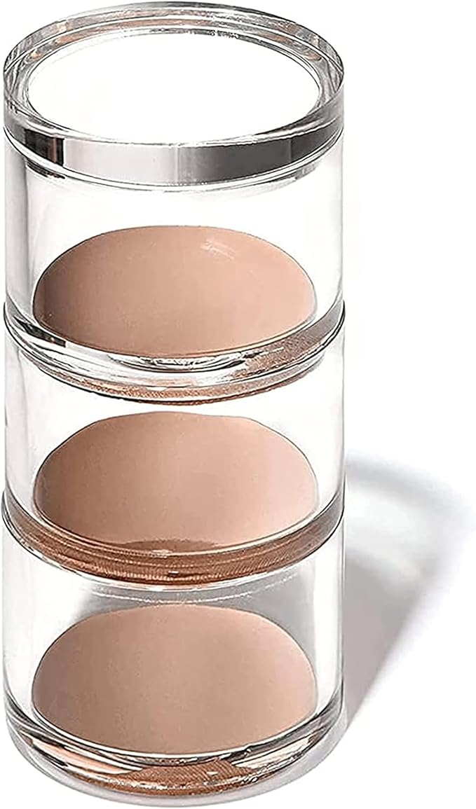 3-Tier Stackable Acrylic Holder, Clear with Rose Gold Base | Stylish desk organizer and storage for office or home, Transparent round design, Functional and elegant desk accessories