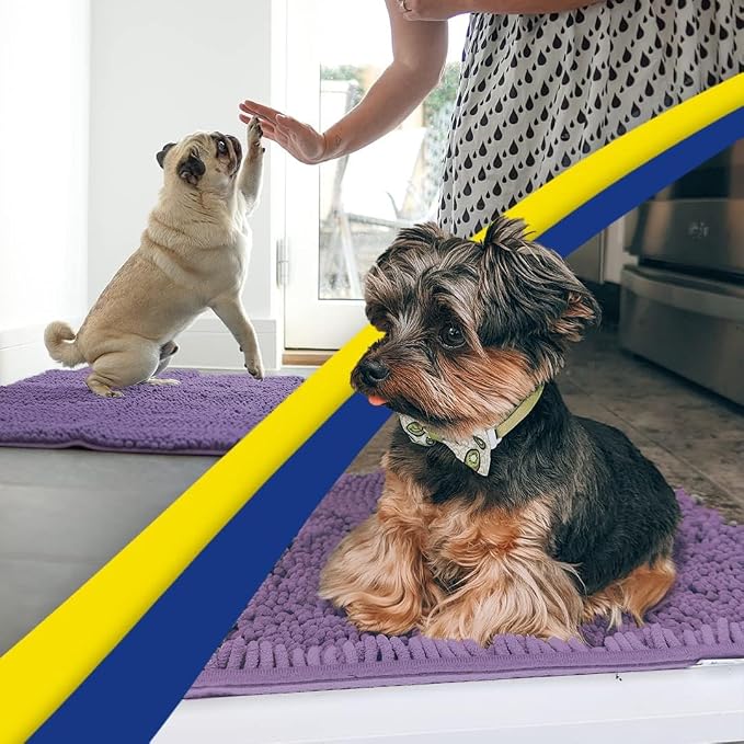 Muddy Mat® | Super Absorbent Door Mat Indoor, Microfiber Quick Dry Chenille Entryway Rug, Non-Slip Front Door Mat, Indoor Mats for Entryway, Machine Washable Pet Rug, Lavender 16" x 24"
