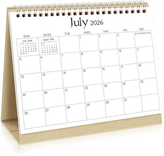 SKYDUE Small Desk Calendar 2026-2027, Apr. 2026 – Dec. 2027, 8.3" x 6.3", Black Minimalist Style, Double-Wire Binding, To-Do & Notes Sections, with 280 Planner Stickers