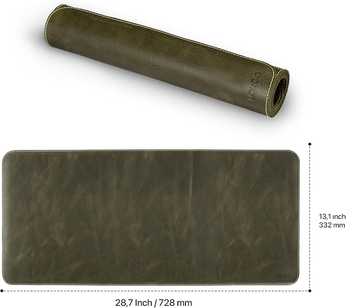Londo Top Grain Leather Extended Mouse Pad – Large Desk Mat for Office & Gaming, Smooth Writing Surface, Non-Slip Base, Durable & Stylish Workspace Accessory