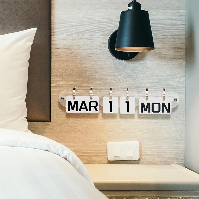 Homakover Wall Mount Acrylic Calendar, Perpetual Calendar 2024 Daily Display Calendar, Reusable Yearly Wall Standing Calendar with Wall Hook for Home Office Decor Desk Accessories (Clear-A Shape)