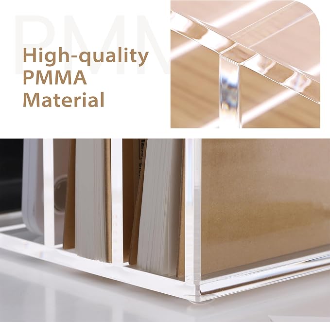 SANRUI Clear Mail Organizer Desk Sorter, Acrylic Letter File Holder 3-Slot | Laddered Office Document Mails Storage, Multifunction Letter Folder Racks Holders for Office,Home, School Desk Organization