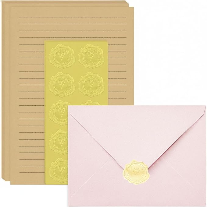 Stationery Set,stationary letter and envelopes 4x6 Envelopes,28 Stationery Writing Papers with 14 Matching Envelopes (Pink)