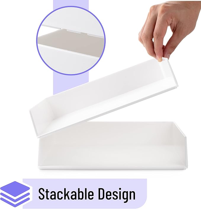 Mr. Pen- Letter Tray Desk Organizer, Plastic, 2 Pack | White File Organizer for Desk, Paper Organizer for Desk, Paper Holder for Desk, White Desk Organizer, Paper Tray Organizer