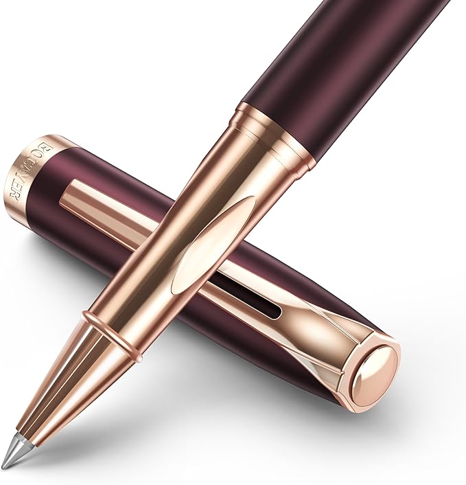 samurai Rollerball Liquid Ink Pen Set,Luxury Executive Writing Pen for the Office,Rollerball Pen Refillable,Schmidt Refill*2 And Gift Box,Roller Ball Pen Gift Set for Men & Women(Dark red)