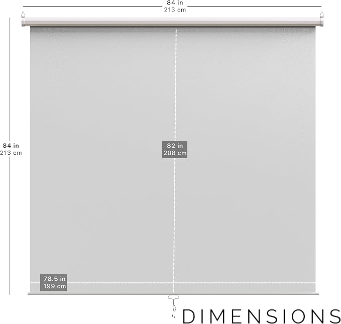 【Wider Style】 KHOMO Gear White Screen 84 x 84 inch – Extra Large Pull Down Backdrop – Portable Collapsible Roll Down Projector Screen – White Screen for Video, Streaming, and Photography