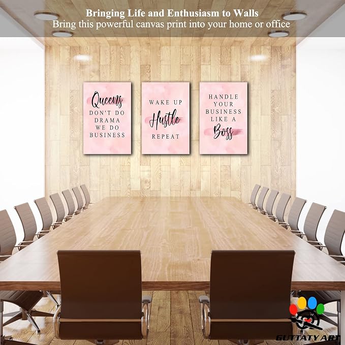 Office Wall Art-3 Panel Motivational Wall Art, Inspirational Quotes Canvas Art for Home Office Wall Decor,Positive Quote Wall Decor, Entrepreneur Words Poster Frame for Company Wall Decor 24”x36”x3Pcs