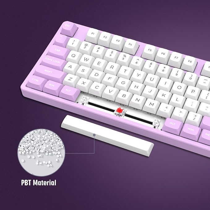 dagaladoo Keyboard keycaps Set, Double Shot PBT keycaps,Cherry Profile Custom Key caps 60 65 75 100 Percent for Cherry-mx Full Size Retro Mechanical Keyboard,White/Purple