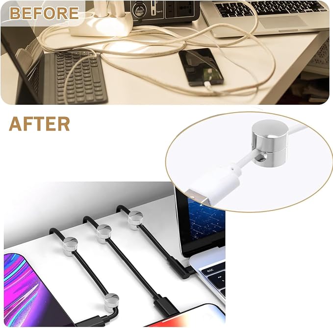 3 Sets Charger Cord Holder, Silver Metal Adhesive Cable Management Clips,Adjustable Cable Anchor Holders,Wire Organizer for Desk, Wall Hook, Home, Office,Bedside Table