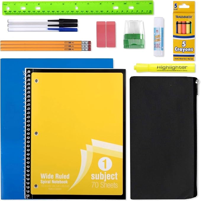 Trailmaker 960 Pack Bulk School Supply Kits | 20 Piece Classroom Supply Sets for Elementary & Middle School | Notebooks, Pencils, Crayons & Essentials | For school drives, classrooms, nonprofits & student donations