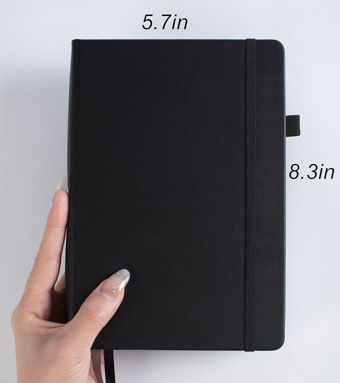 Thick Bullet Notebook with 366 Numbered Pages, A5 Dotted Journal for Writing with 100GSM Dot Grid Paper, Hardcover Leather Notebooks for Women Men School Note Taking Office Work Diary, 5.7"x8.3",Beige