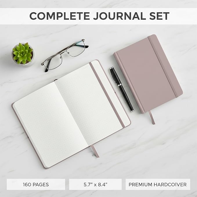 Mr. Pen- Dotted Journal Notebook, A5 Medium Size (5.7"x8.4") | 160 Pages (80 Sheets), Fabric Hardcover, 100 GSM Thick Paper, Bullet Dotted Journal for Planning, Tracking
