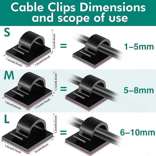 60 Pieces Mini Cable Clips Hooks Christmas Light Clips Self Adhesive Light Hooks Cord Clips for Desk Outdoor String Lights(Small,Black)