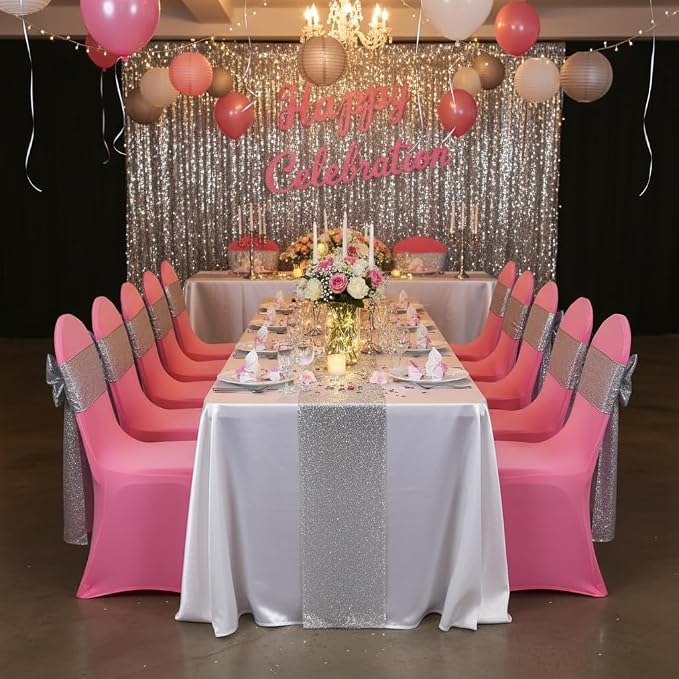 Spandex Dining Chair Cover Covers Slipcover for Wedding Banquet (Light Pink)