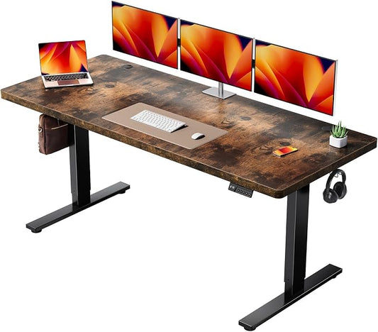 Electric Standing Desk Adjustable - 71x30 Inch Sit Stand Desk with 1 Inch Thick Tabletop, Double Beam Frame, 3 Memory Height Adjustment, Cable Management for Home Office