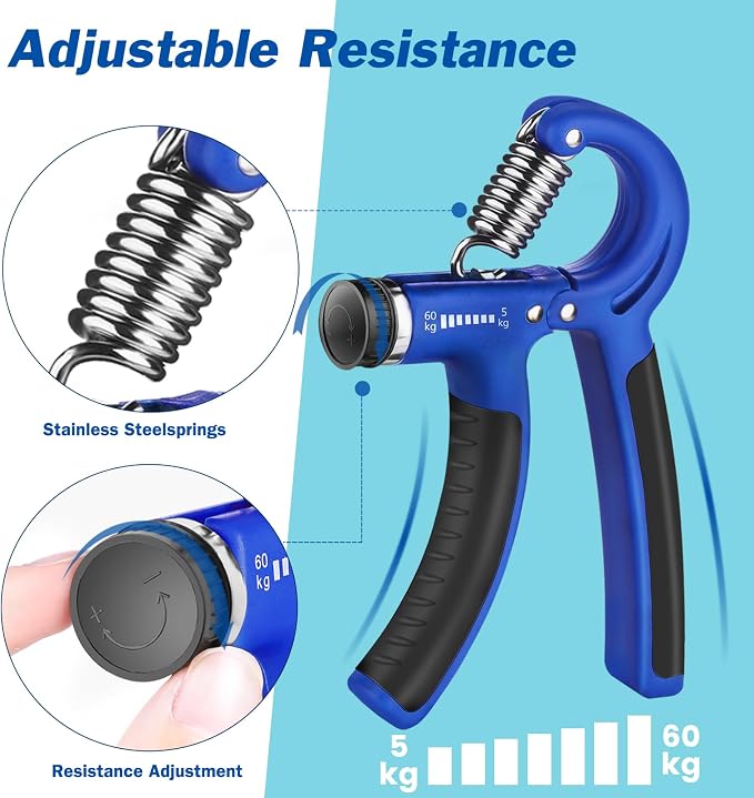 AIXPI Grip Strength Trainer, Hand Grip Exerciser Strengthener with Adjustable Resistance 11-132 Lbs (5-60kg), Forearm Strengthener, Hand Exerciser for Muscle Building and Injury Recover 1 PACK