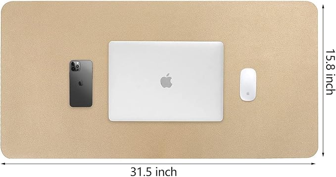 HofferRuffer Desk Pad, Office Desk Protector Mat, Waterproof Desk Mat for Desktop, Dual Side Use Faux Leather Desk Pad for Keyboard and Mouse for Office and Home (Gold, 31.5" x 15.8")