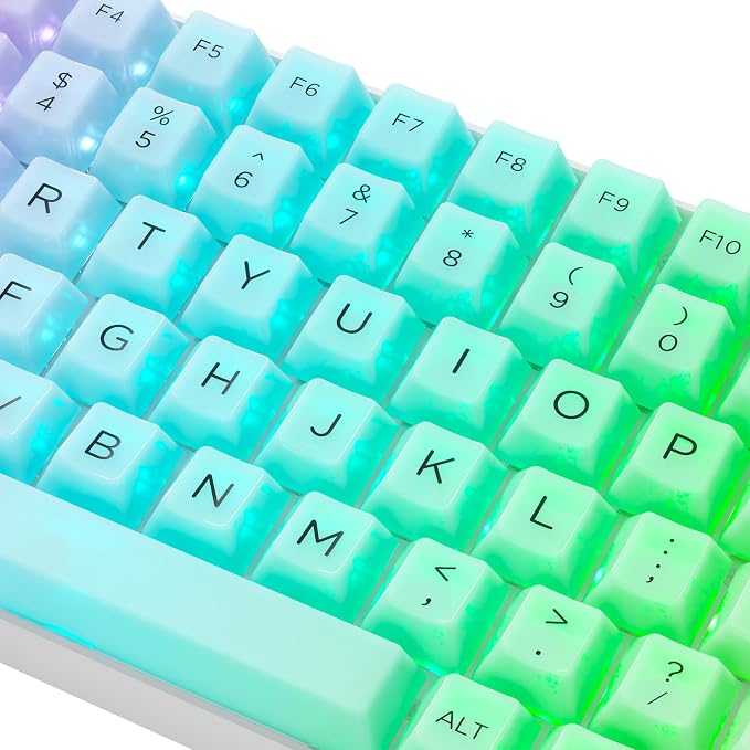 Womier Keyboard Keycaps Jelly, Clear White Key Caps 60 75 100 Percent 115 Keys, Transparent Custom Cherry Profile Keycaps for Gaming Mechanical Keyboards(White)