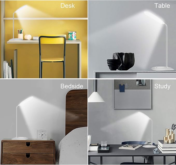 DEEPLITE LED Desk Lamp Small Battery Powered Lamp Cordless Rechargeable Table Lamp, Flexible Portable Desk Light for Craft Study Home Office Dorm, Eye-Caring Wireless Dimmable Book Lamp for Reading
