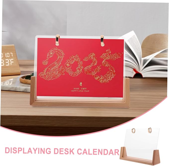 NUOBESTY 1set Wooden Desk Calendar Base Support for Daily Use Sturdy Structure for Photos Notes Quick Assembly Versatile Display Stand for Home Office