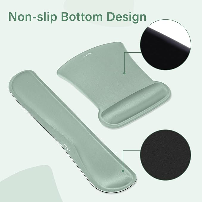 MOSISO Keyboard Mouse Pad Set, Large Gaming Mousepad&Keyboard Wrist Rest&Mouse Wrist Rest&Coaster, Ergonomic Non-Slip Mousepad&Easy Typing Cushion with Memory Foam for Home Office, Antique Green