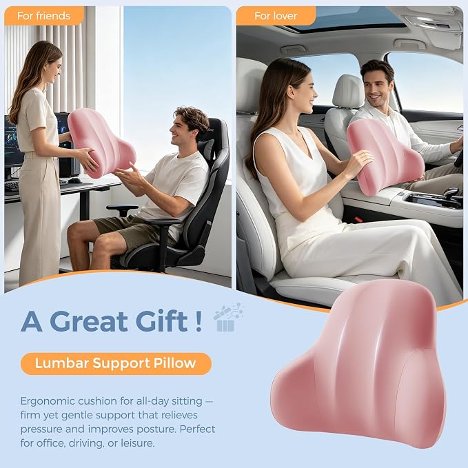 BABUR Ergonomic Memory Foam Lumbar Support Pillow for Car, Back Pain Relief | Ergonomic 100% Memory Foam, Back Pain Relief, Comfort Lower Back Support for Office Chairs, Car Seat, Wheelchair