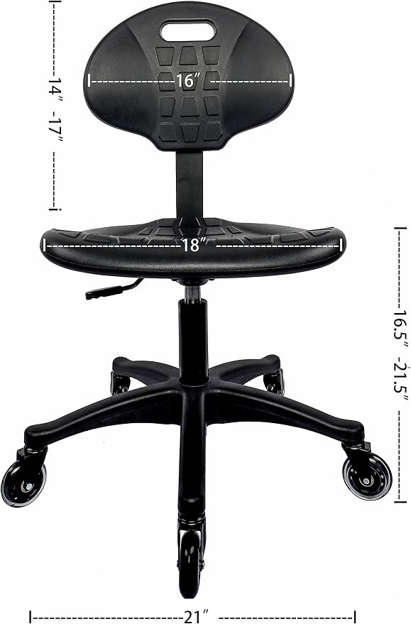 TAKE UR SEAT Ultimate All Purpose Stool, Heavy Duty, Built and Shipped Within 24 Hours, Desk Height 17-22", Great for Medical, Lab, Cleanroom, Spa, Salon, Office, Shop, Garage (Rubber)