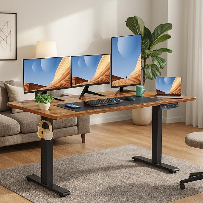 farexon Dual Motor Electric Standing Desk Frame with Cable Management Tray, Wheels & Hooks, Heavy Duty Stand Up Desk Legs Dual-Beam Frame,265 lbs Capacity up to 78" x 40" Tops (Black Frame Only)