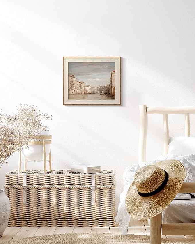 VIYYIEA Framed Wall Art for Living Room, River Canvas Prints, Landscape Home Decor, Architecture Painting Picture, Bathroom Wall Decor Gifts for Friends or Family - 12L x 10W
