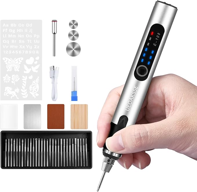 Electric Engraving Pen Set, Cordless Engraver Pen with 60+ Accessories, 3-Speed Adjust Rotary Tool for DIY, Art & Personalized Gifts