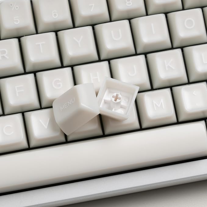 dagaladoo White Jade keycaps PBT,Ceramic Key caps Style,Translucent Keyboard keycaps Cute,SA Profile keycap Set for 60%/65%/75%/96%/100% US Layout Cherry MX Switches Mechanical Keyboard