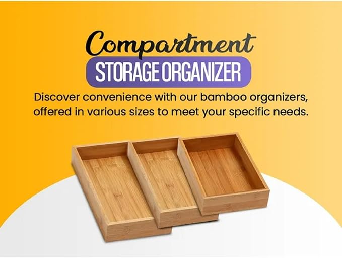YBM HOME Bamboo Drawer Organizer Storage Box for Kitchen Drawer, Junk Drawer, Office, Bedroom, Children Room, Craft, Sewing, and Bathroom, 6 Pack 3x3x2 inch