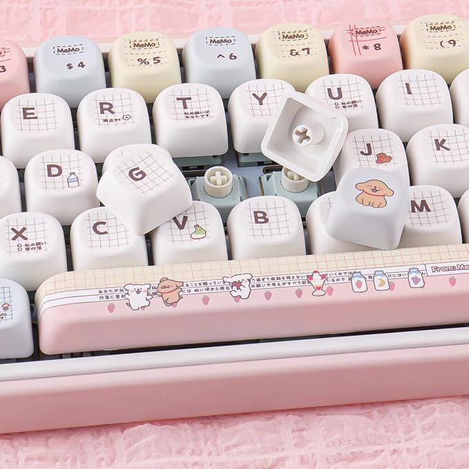 Sunzit MOA Profile Keycaps-Line Dog,PBT Keycap Set, Dye-Sublimation Custom Key caps Keyboard Keycaps 60 65 75 100 Percent for MX Switches Mechanical Keyboard