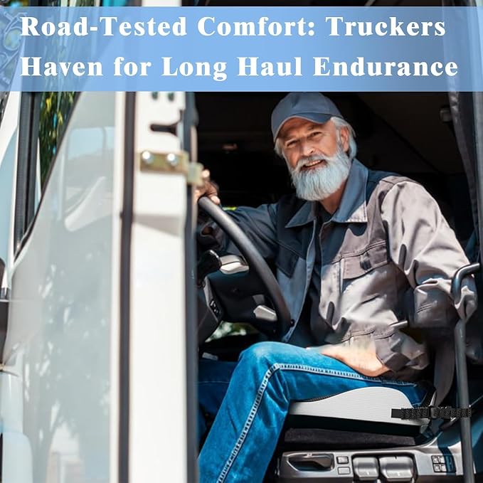 X-Large Truck Seat Cushion for Truck Drivers, Memory Foam Support | Seat Cushion for Long Driving & Sitting, Tailbone Pain Relief, Ergonomic Back Support, Non-Slip Washable Cover for Cars