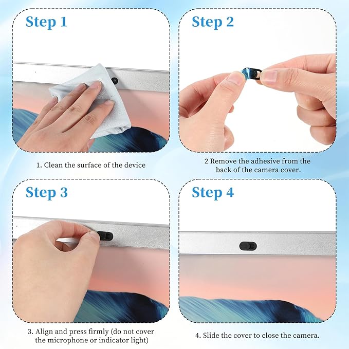 50 Pcs Webcam Cover Slide, 0.023 Inch Ultra-Thin Universal Laptop Camera Cover Slide for Laptop, Computer, Phone Protect Your Privacy and Security