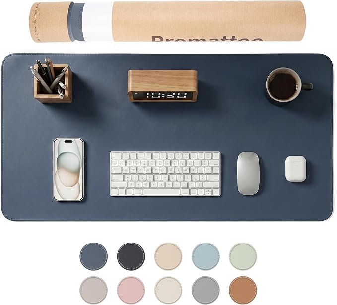 Large Desk Pad Non-Slip Desk Mat Protector for Keyboard Mouse Waterproof Vegan Leather Surface Faux Leather Laptop Mat Smooth Mouse Pad Premium Gift Tube Dusk Navy 23.6" x 13.7"