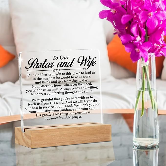 Pastor Wife Appreciation Gifts for Anniversary Desk Decor Sign | Gifts for Pastors, Home Desk Decorative Sign, Clear, Acrylic, 4 x 4 Inches