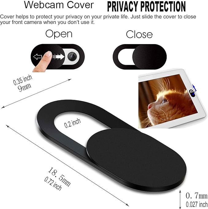 [3 Pack] Slide Webcam Cover Ultra Slim Web Camera Cover fits Laptop, Desktop, PC, Macboook Pro, iMac, Mac mini, Computer, Smartphone,Protect Your Privacy and Security,Strong Adhensive-Black