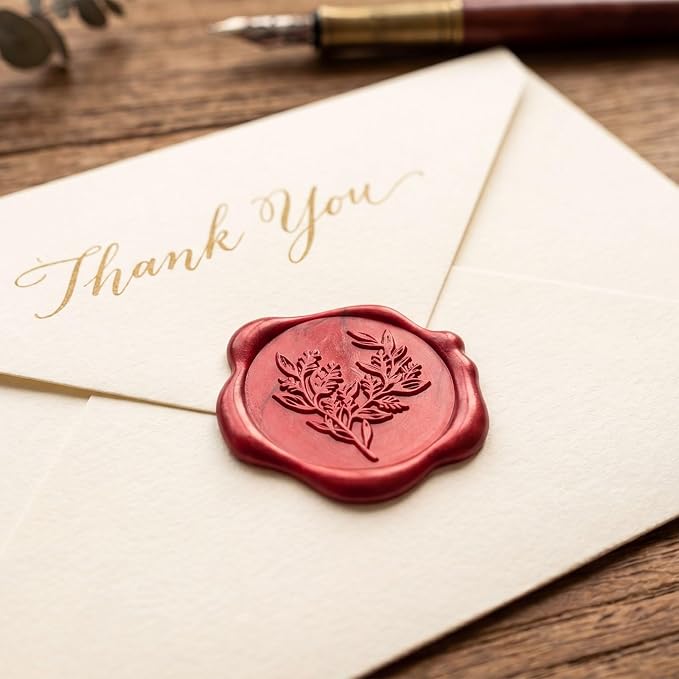 60Pcs Wax Seal Stickers, Wedding Invitation Envelope Seal Stickers Adhesive Backed Red Rose for Wedding,Birthday Party,Gift Wrapping (4 Leaf Styles)