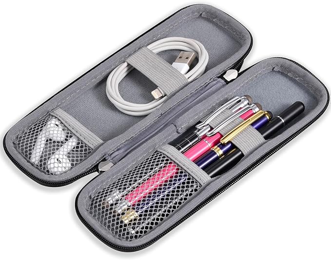 Small Pencil Case Holder for Pencils,Hard Pen Case for Executive Fountain Pens,Ballpoint Pens-Grey