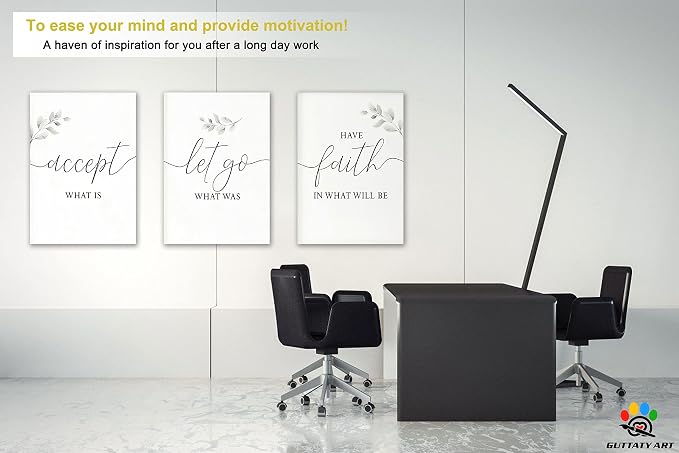 Office Wall Art-3 Panel Motivational Wall Art, Inspirational Quotes Canvas Art for Home Office Wall Decor,Positive Quote Wall Decor, Entrepreneur Words Poster Frame for Company Wall Decor 20”x30”x3Pcs