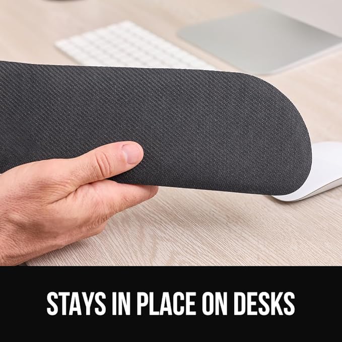 GORILLA GRIP Silky Memory Foam Keyboard Wrist Rest for Computer and Mouse, Ergonomic Typing Support Pad, Desk Office Supplies, Gaming Accessories, Hand & Arm Mousepad Cushion and Coaster Set, Black