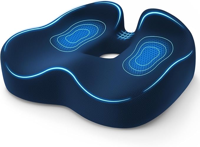 TushGuard 5-Zone Ergonomic Seat Cushion with Coccyx Cutout, Blue | Office Chair Cushions for Tailbone Pain, Non-Slip Bottom, Breathable Washable Mesh, Versatile Use for Car, Office, Wheelchair