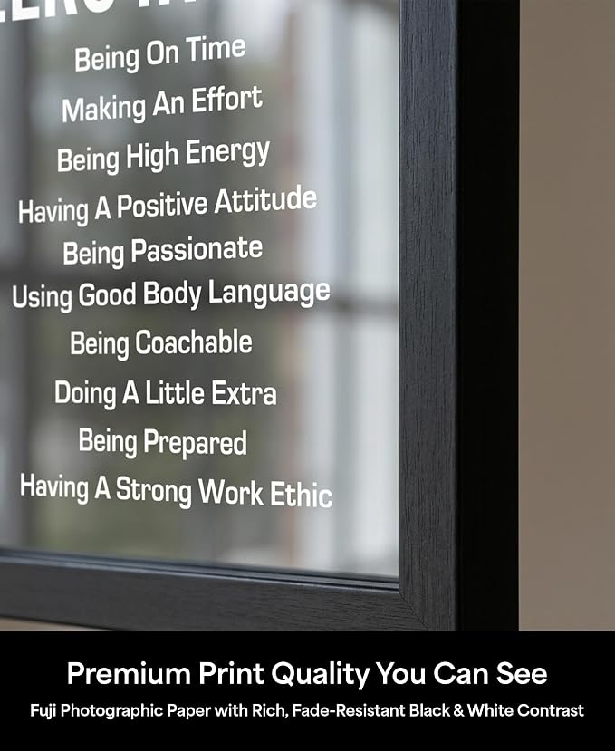 10 Things That Require Zero Talent Motivational Wall Decor, 8x10 Black Framed Office Wall Art Print, Inspirational Leadership Quote Poster for Work, Gym, Classroom and Team Building