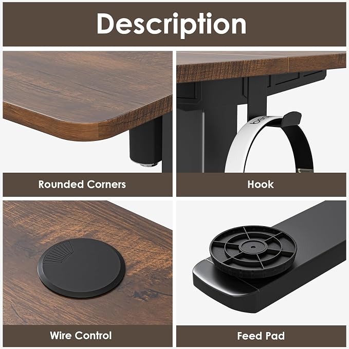STARY Electric Standing Desk Adjustable Height Sit Stand Home Office Desk with Splice Board