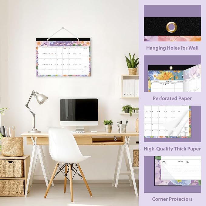 2026 Desk Calendar, Large Desktop/Wall Monthly Calendar (Jan. 2026 - Jun. 2027) 17'' x 12'' School Year Desk Planner for Teacher Family School Office Supplies