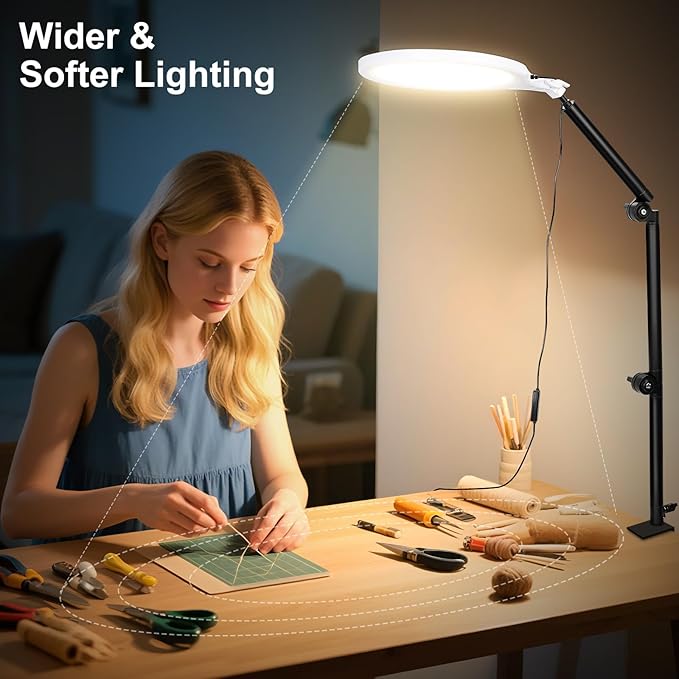 Ring Light for Streaming, 10'' Full Screen LED Ring Light for Desk with 360° Adjustable Arm, Video Conference Lighting for Zoom Meetings, Live Streaming, Podcast, Content Creator, TikTok, YouTube