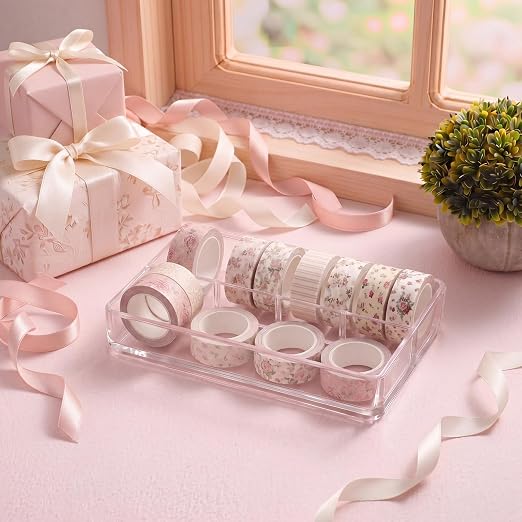 Gueevin 24 Rolls Watercolor Floral Washi Tape Set 15 mm Seasonal Flower Decorative Washi Tape for Craft Arts DIY Scrapbook Journaling Supplies Gift Wrapping (Pink Floral)