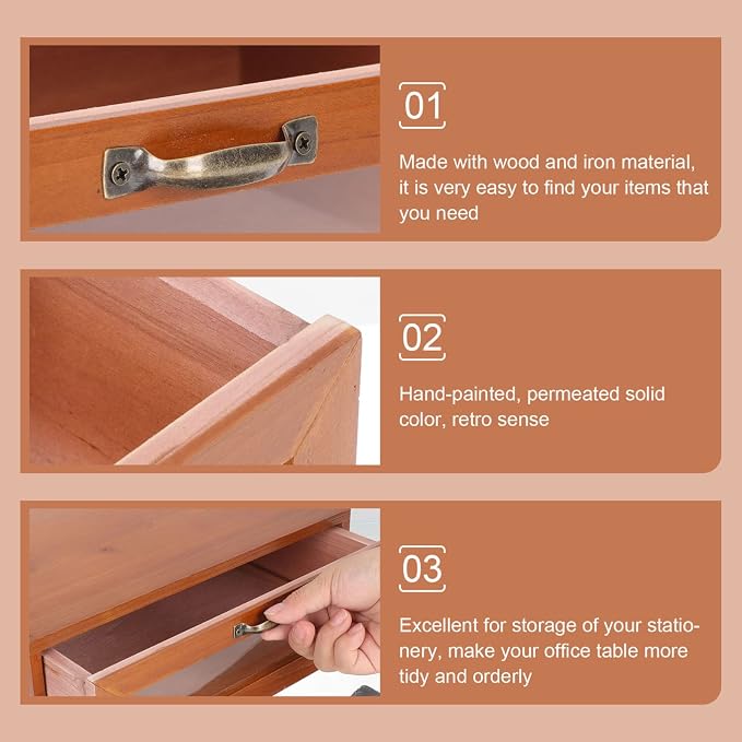 Retro Wooden Monitor Riser with Drawer 11.81X7.28X3.93 Inch Desktop Storage Box Organizer for Office Makeup and Computer Accessories